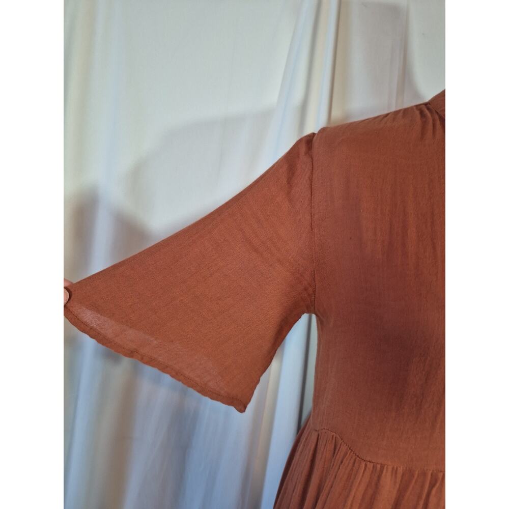 Anthropologie Somerset Brown Cotton Midi Dress XXS - Picture 4 of 9